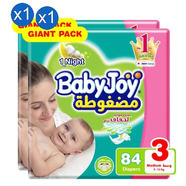 BabyJoy Tape Diapers Giant Pack Size 3 Medium, 84 Diapers, Pack of 2