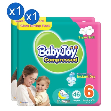 BabyJoy Tape Diapers Giant Saving Pack Size 6 XXL, 46 Diapers, Pack of 2