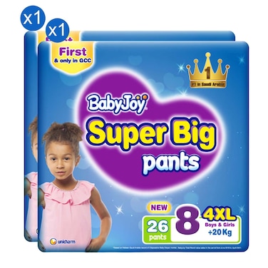 BabyJoy Super Big Culotte Diaper Pants Size 8 4XL, 26 Diapers, Pack of 2