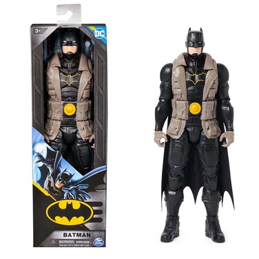 دي سي كوميكس مجسم باتمان  مقاس 12 بوصة، أسود وبيج تكتيكي بتصميم مدرع وهيكل مفصلي