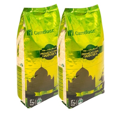 Carrefour Premium Long Grain Basmati Rice 2kg Pack of 2