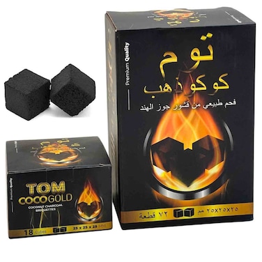 Tom Coco Gold Coconut Charcoal Briquettes, 1KG Plus 250G Extra