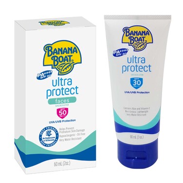 Banana Boat Ultra Protect Sunscreen Lotion SPF30 90ml and Ultra Protect Faces Sunscreen SPF50 60ml, Pack of 2