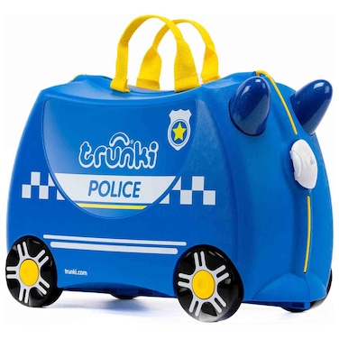 ترانكي بيرسي حقيبة سفر محولة للأطفال على شكل سيارة شرطة قابلة للركوب