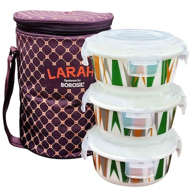 Larah Opalware Klip-N-Store 3 Pc Lunch Box Set