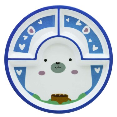 Dinewell Kids Round Plate Panda Design Section Plate for Toddlers and Kids