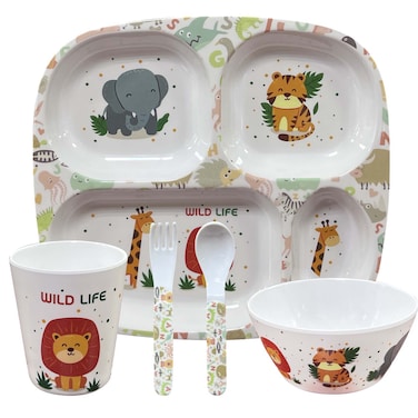 Dinewell Kids 5 Pc Dinner Set Wild Life Design