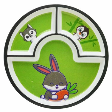 Dinewell Kids Round Plate Rabbit Design Sectioned Plate for Kids