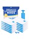 10 Pack Reusable Vacuum Storage Bags With Travel Hand Pump White/Blue 70x50cm