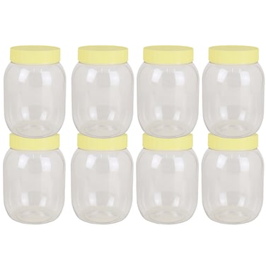 برطمان تخزين من البولي إيثيلين تيريفثالات سعة 500 ملل بغطاء لولبي، حاوية شفافة، 8 قطع