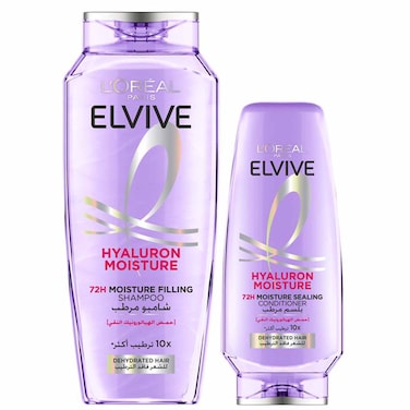 L'Oreal Paris Elvive Hyaluron Moisture Shampoo 400ml and Conditioner 200ml, Pack of 2