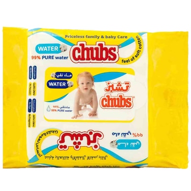Chubs Water Wet Wipes, 99 Percent Pure Water, Soft Cotton Feel, 20 Sheets