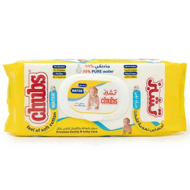 Chubs Water Wet Wipes, Pure Water Based, Soft Cotton Feel, 40 Sheets