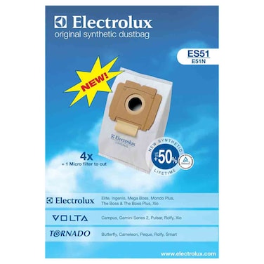 Electrolux Vacuum Bags for Z1220 Canister Vacuum Cleaner, Synthetic Dust Bags with Microfilter, ES51