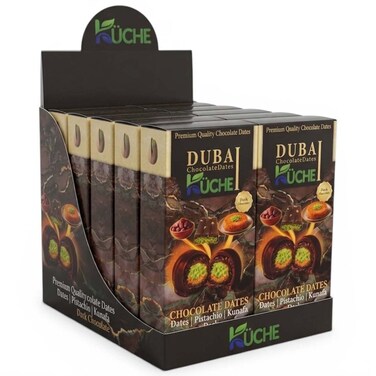 كوتشي دبي تشوكلات تمر مغطى بشوكولاته داكنة و محشو بالفستق و الكنافة ، 80 جرام