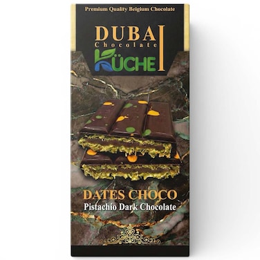 Kuche Dubai Chocolate Dates Pistachio Dark Chocolate, 150g