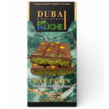 Kuche Dubai Chocolate Saffron Pistachio Milk Chocolate, 150g