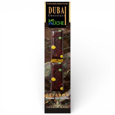 Kuche Dubai Chocolate Saffron Pistachio Dark Chocolate, 50g