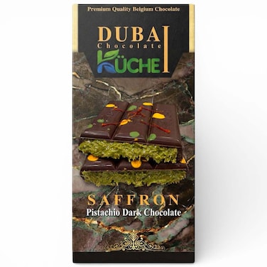 Kuche Dubai Chocolate Saffron Pistachio Dark Chocolate, 150g