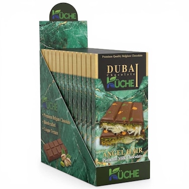 Kuche Dubai Chocolate Angel Hair Pistachio Milk Chocolate, 150g, Pack of 12