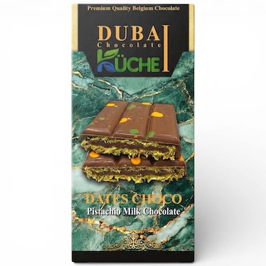 Kuche Dubai Chocolate Dates Choco Pistachio Milk Chocolate, 150g