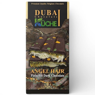 Kuche Dubai Dark Chocolate Angel Hair Pistachio Bar, 150g