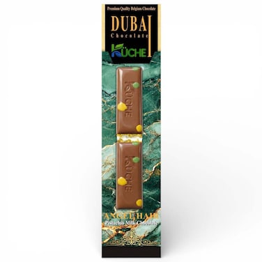 Kuche Dubai Milk Chocolate Angel Hair Pistachio Bar, 50g