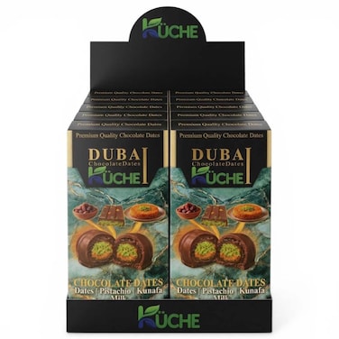 Kuche Dubai Milk Chocolate Dates with Pistachio and Kunafa, 80g, Pack of 12