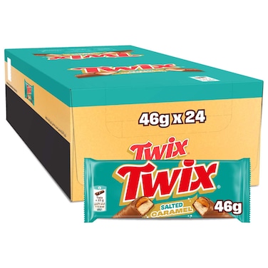 Twix Salted Caramel Chocolate Biscuit Bars, 46g, Pack of 24