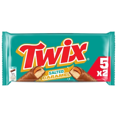 Twix Salted Caramel Chocolate Biscuit Bars, 46g, Pack of 5