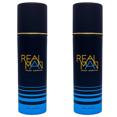 Real Man Fresh Morning Deodorant Body Spray, 150ml, Pack of 2