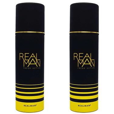 Real Man Fresh Active Deodorant Body Spray, 150ml, Pack of 2