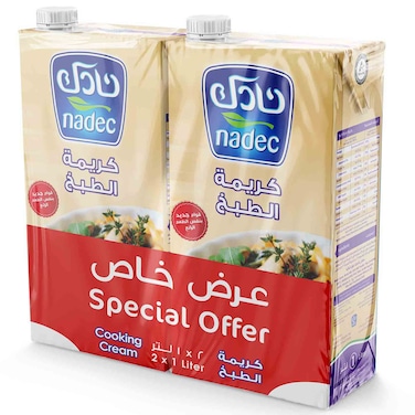 Nadec Cooking Cream Long Life, 1L, Pack of 2