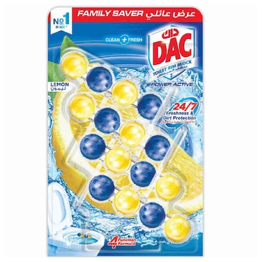 DAC Toilet Rim Block Power Active Lemon, 200g