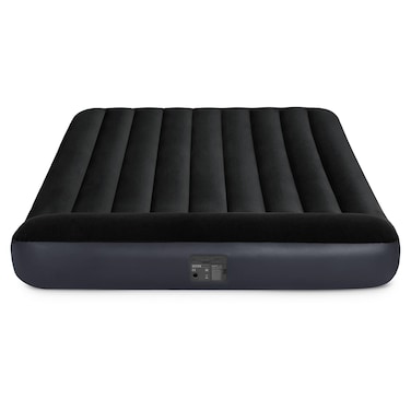 Intex Dura-Beam Standard Pillow Rest Classic Queen Air Mattress with Built-In Electric Pump, 152x203x25cm, Black