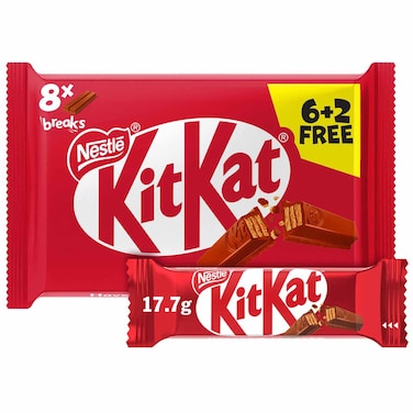 KitKat 2F Milk Chocolate Wafer Bars, 17.7g, Pack of 8