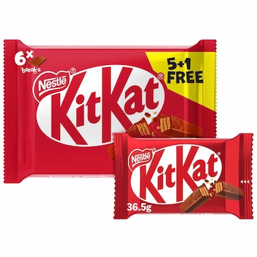 KitKat 4F Milk Chocolate Wafer Bars, 36.5g, Pack of 6