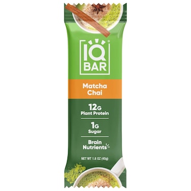 IQBAR Matcha Chai Plant Protein Bar, 45g