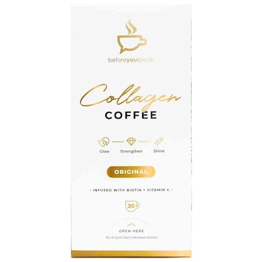 Beforeyouspeak Collagen Coffee Original Instant Coffee Sachets, 195g, 30 Sachets