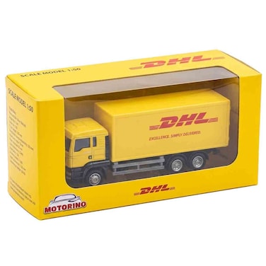 Motorino DHL Delivery Truck Die Cast Model 1:50 Scale, Ford Transit Style, Ages 3 Plus