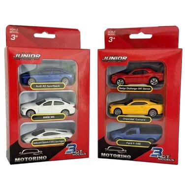 Motorino Junior Die Cast Car Set 1:64 Scale Assorted Models