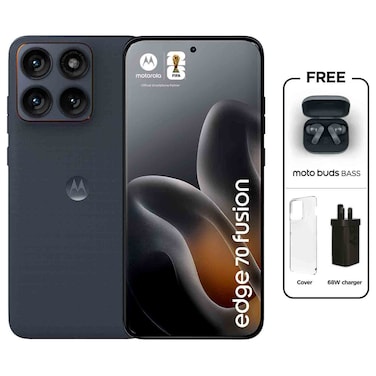 Motorola Edge 70 Fusion Smartphone, 256 GB, PANTONE Silhouette, 12 GB RAM, 5G with Free Moto Buds Bass