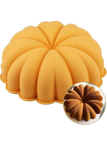 Generic 9 Inch Halloween Pumpkin Shaped Cake Mold, Silicone Cake Pan, Orange