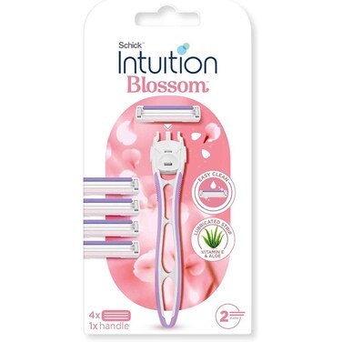 Schick Intuition Blossom Razor Kit with 2-Blade Refills, 4 Cartridges with Handle