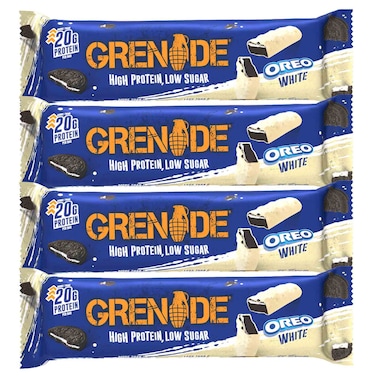 غرينيد لوح أوريو أبيض غني بالبروتين وقليل السكر، 60 غرام، حزمة من 4