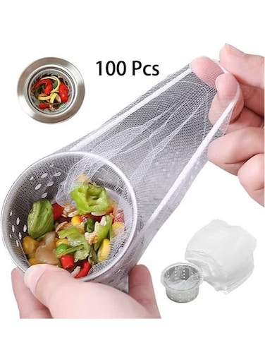 Kitchen Sink Strainer Mesh Bag- 100 PCS Disposable Sink Net Strainer Filter Bags for Sink Drain for Collecting Kitchen Food Waste Leftover Garbage