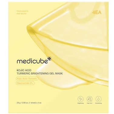 Medicube Kojic Acid Turmeric Brightening Gel Mask Sheet, 28g, Pack of 4