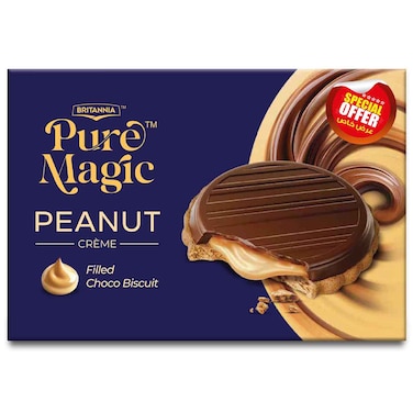 Britannia Pure Magic Peanut Creme Filled Choco Biscuit, 180g