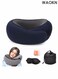 Airplane travel pillow, travel neck pillow, adult memory cotton travel neck pillow, adjustable flight pillow, ergonomic neck pad, high-quality U-shaped memory cotton pillow that can be stored, with earplugs, eye mask, and handbag (navy blue).
