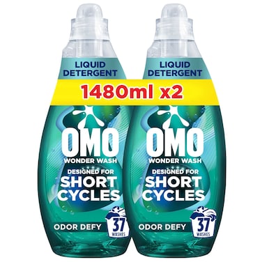 أومو وندر واش سائل غسيل الملابس مزيل للروائح الكريهة 1480 ملل حزمة من قطعتين